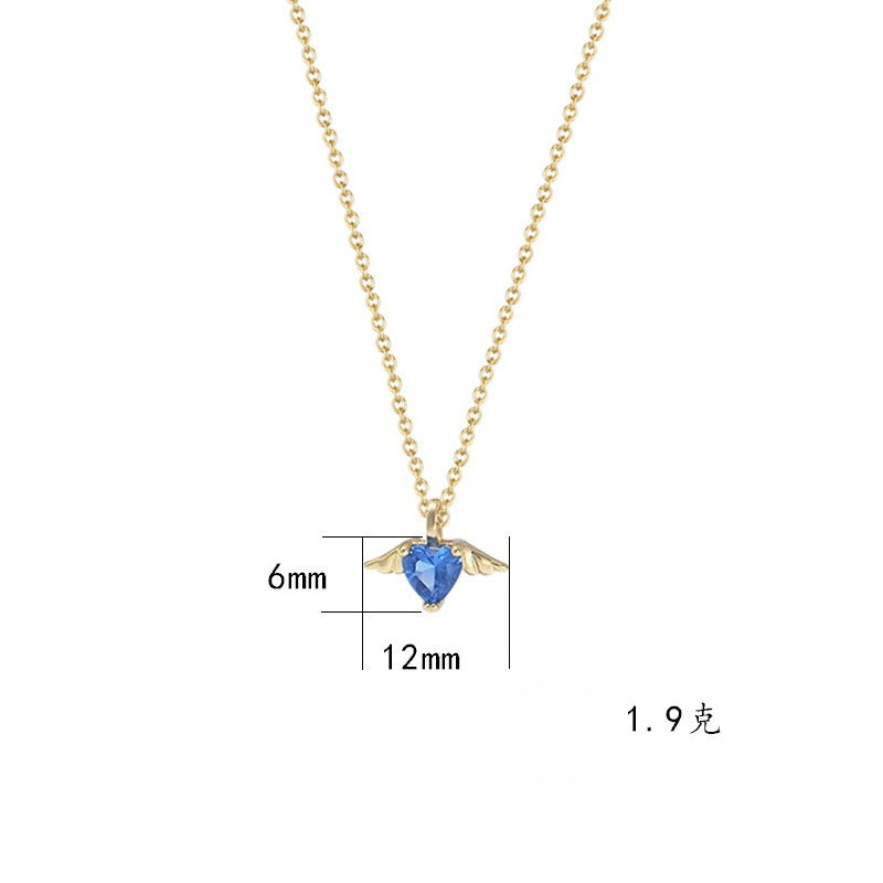 S925 Silver Angel Wing Necklace, Wing-Shaped Zircon Pendant