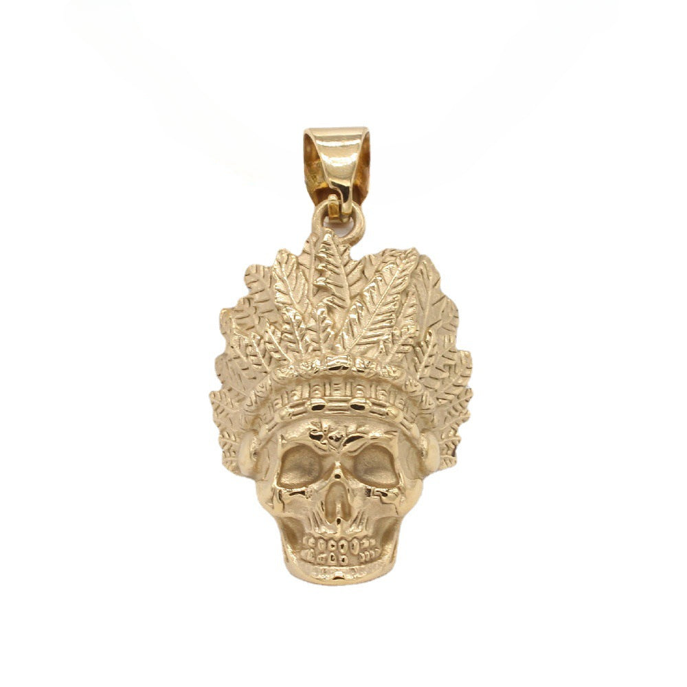 Halloween American Chief Skull Titanium Steel Pendant for Men