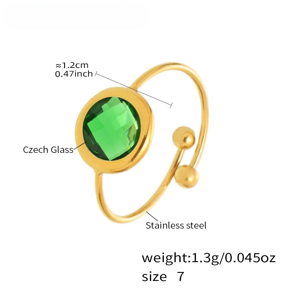 Planderful Crystal Glass Ring Women 18K Gold Plated Luxurious