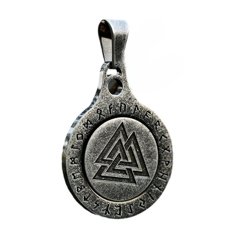 Nordic Viking Rune Letter Stainless Steel Rotating Pendant for Men - Wholesale Titanium Steel Jewelry