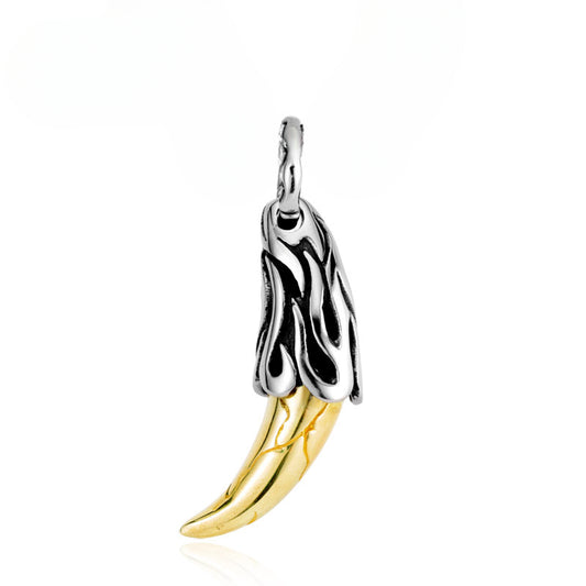 Personalized Titanium Steel Tiger Tooth Pendant for Men - Durable European and American Style Jewelry