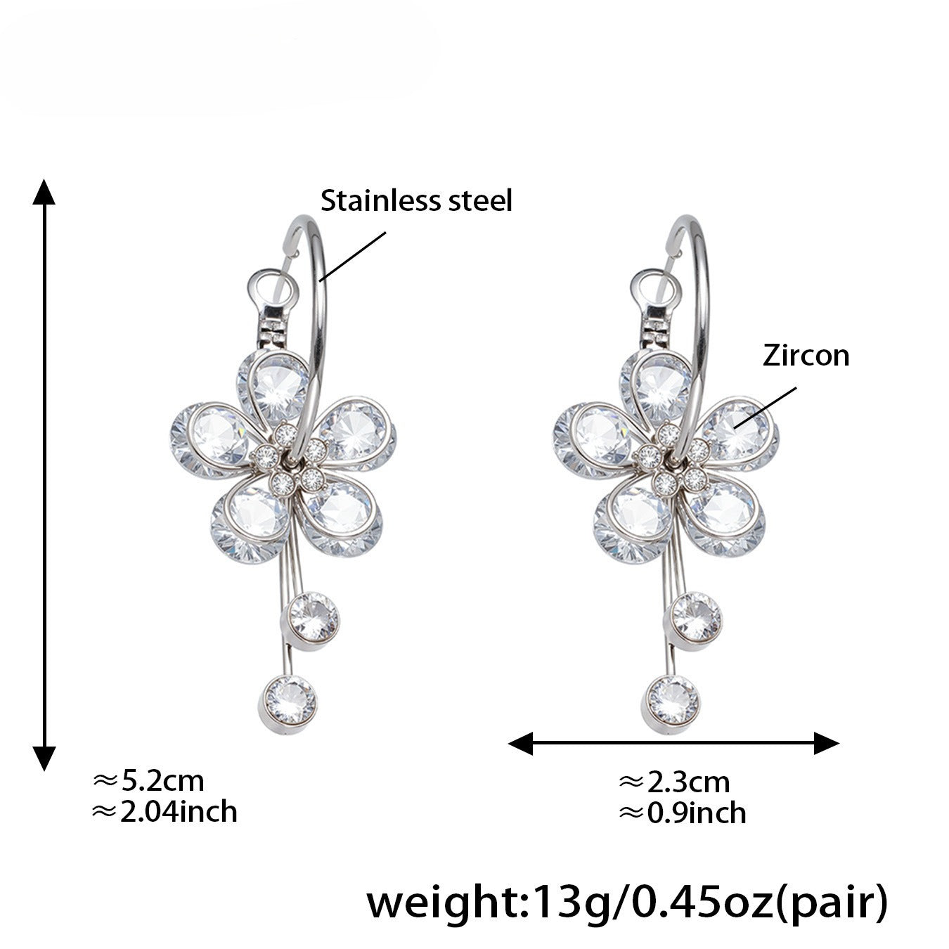 Planderful Zircon Fringed Earrings Gold Plated Glam Women