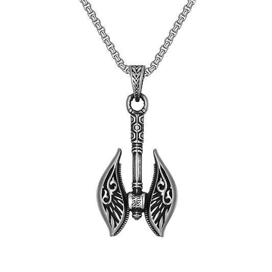 Steel Necklace - Vintage Nordic Amulet Gothic Pirate Tomahawk Design For Men Gift For Him