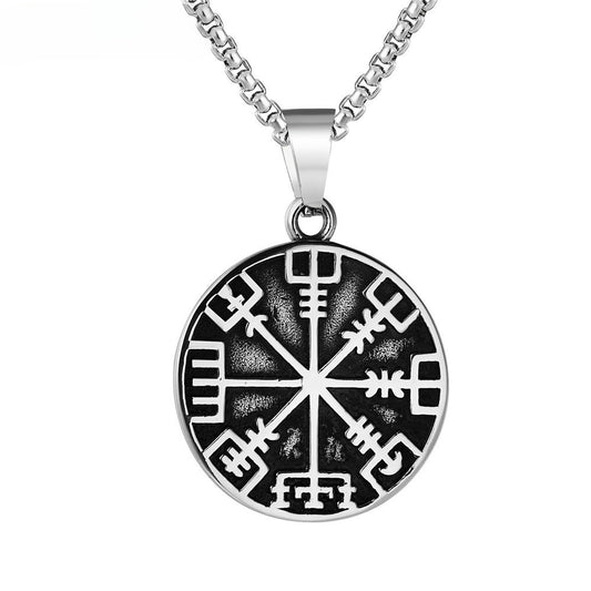 Planderful Viking Compass Necklace For Men Unisex Titanium Steel Pendant With Nordic Retro Protection