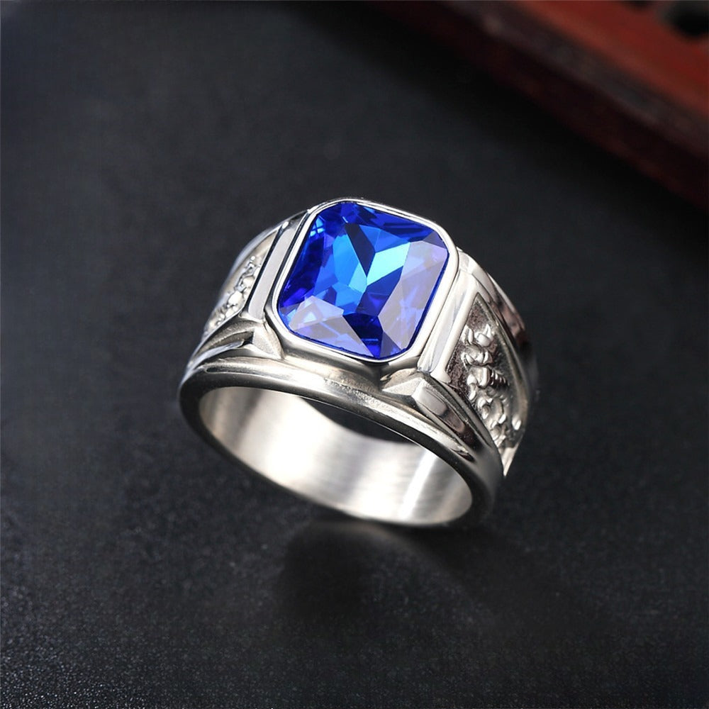 Planderful Chinese Dragon Ring For Men Unisex Titanium Steel Zircon Personalized Protection Statement