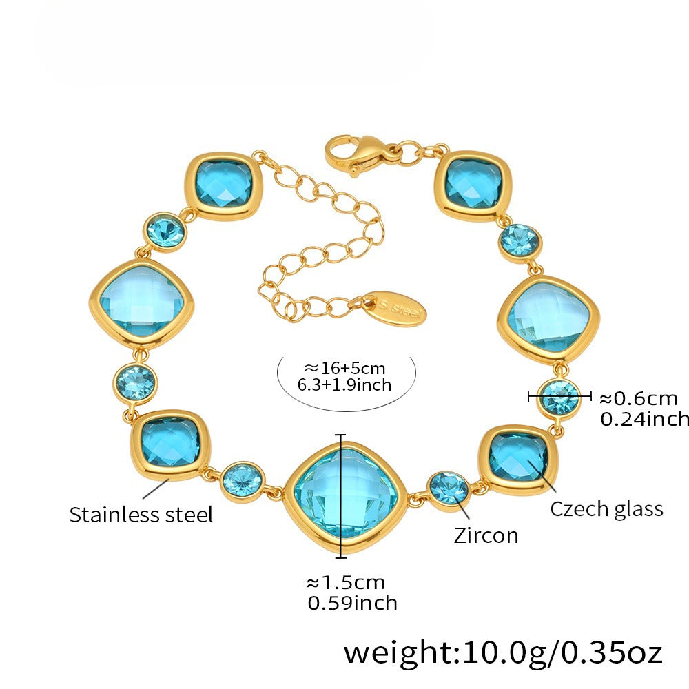 Planderful Czech Glass Bracelet Women Elegant Multi Section