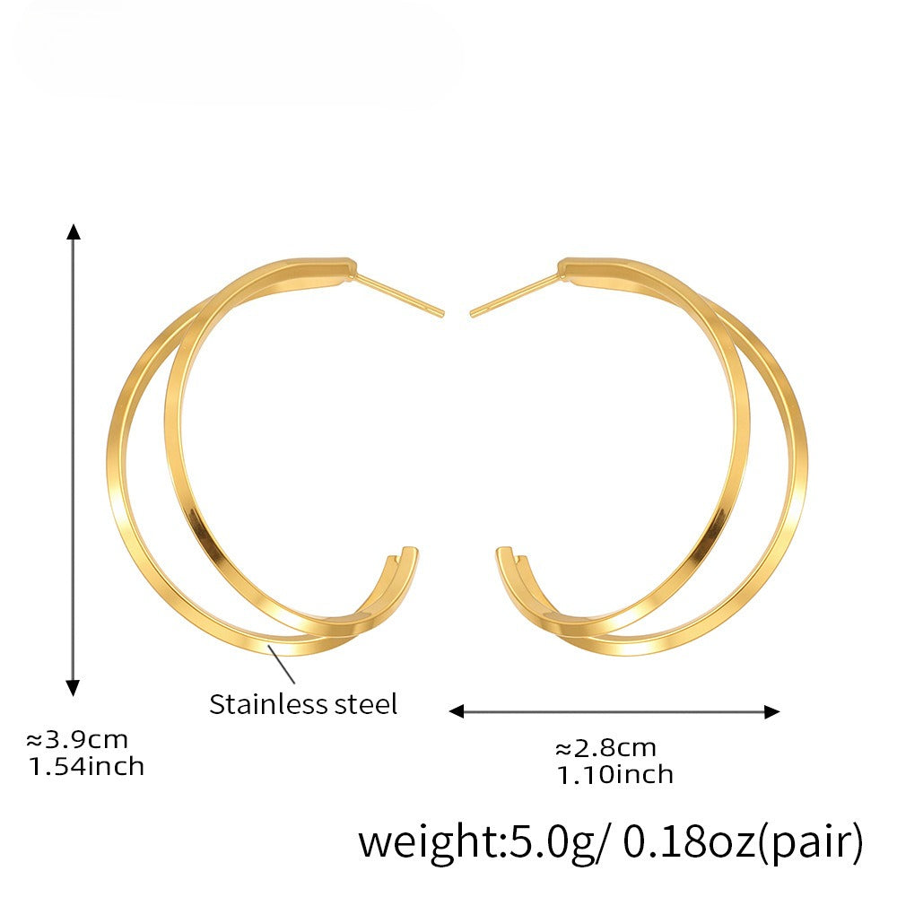Planderful Minimalist C Shaped Earrings 18K Gold For Women