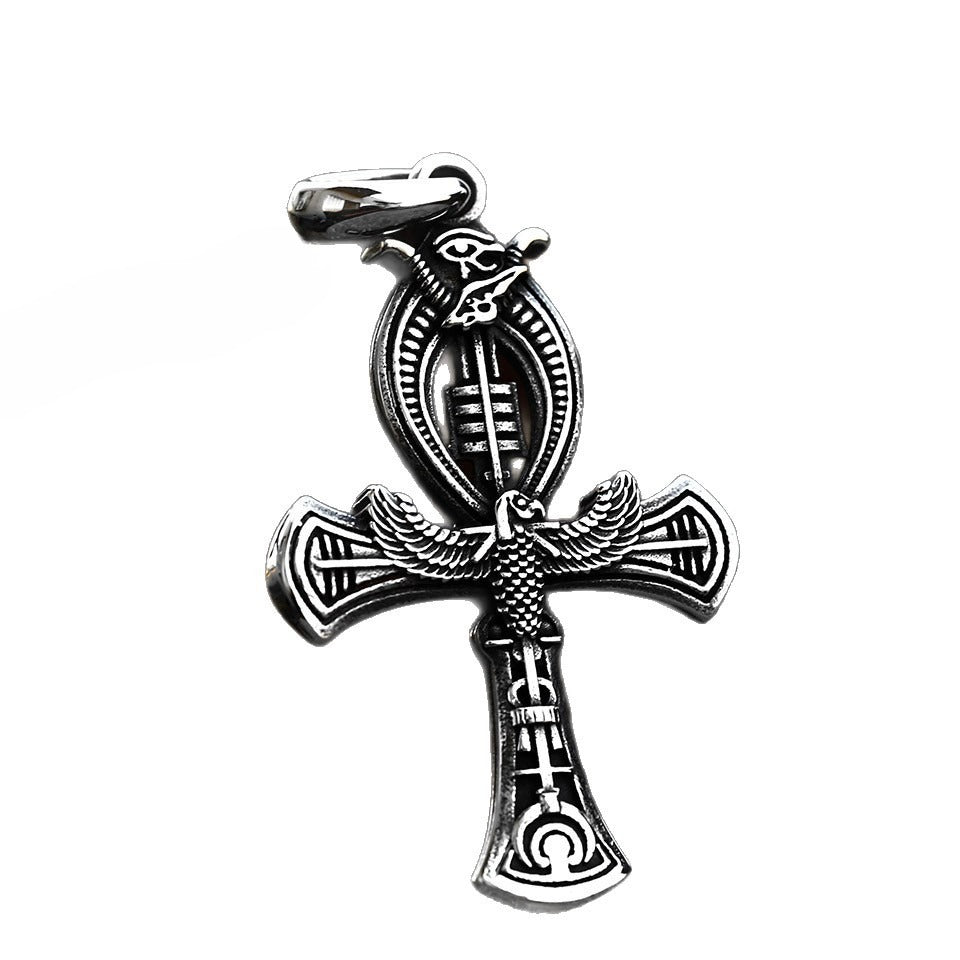 Egyptian Style Cross Titanium Steel Pendant – Stainless Steel Casting Necklace