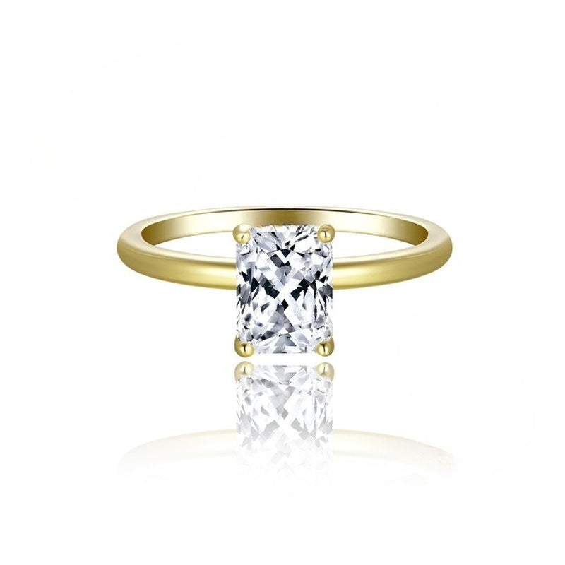 Planderful Moissanite Sparkling Ring Set For Ladies 6mm Radiant Main Stone 2.0 CT S925 Gold Plated