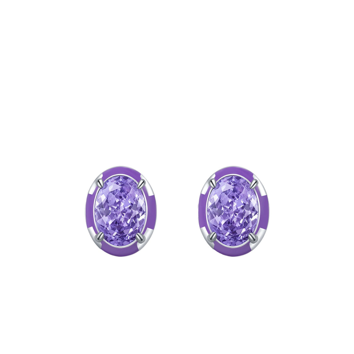925 Sterling Silver Crushed-Ice Zircon Stud Earrings