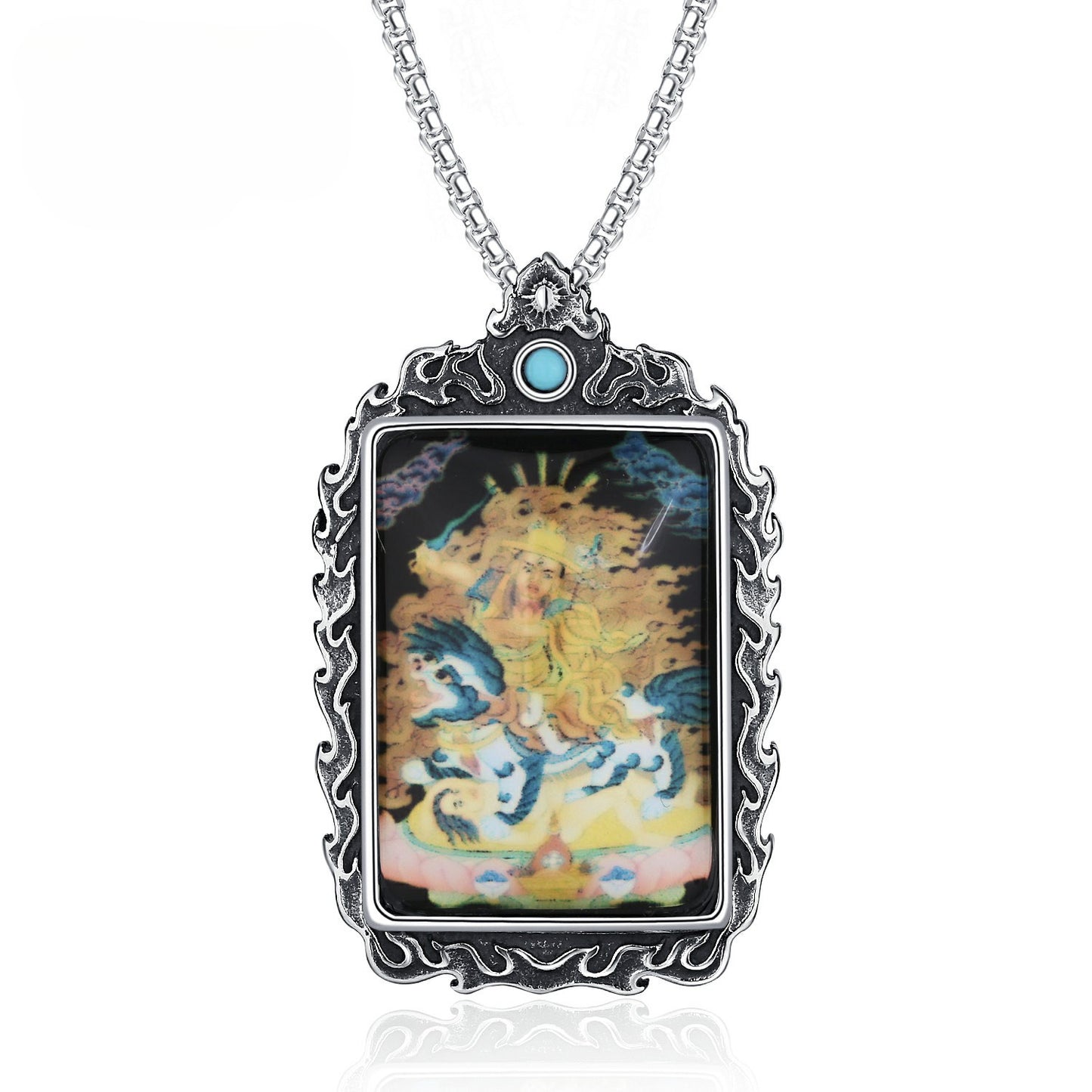 Steel Necklace - Elegant Thangka Dorje Pendant