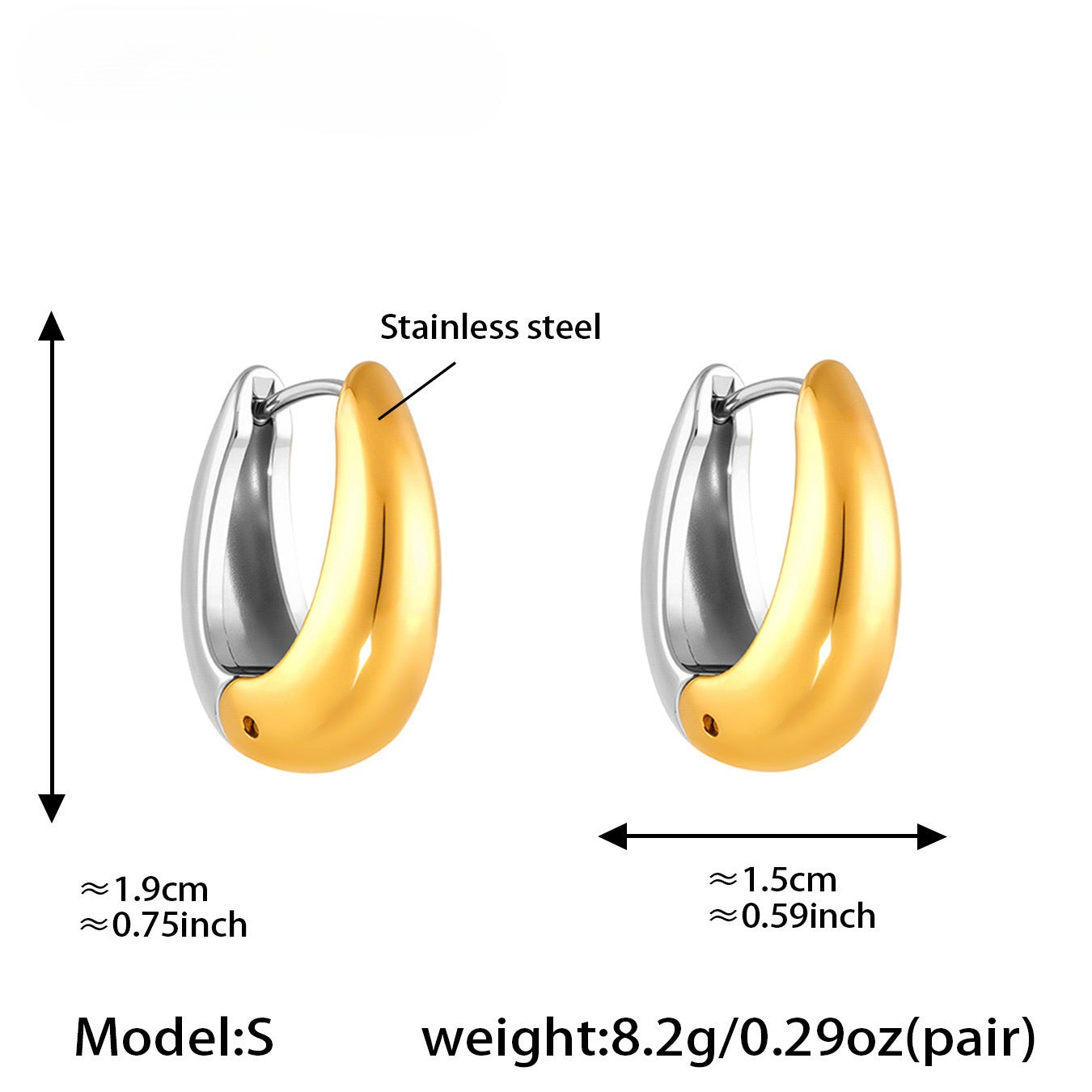 Planderful 18K Gold Plated U Shaped Earrings Minimalist Women