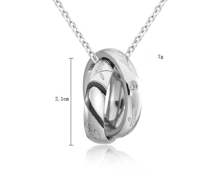 Heart Shaped Couple Necklace Titanium Steel Pendant Unisex Romantic Gift By Planderful For Couples