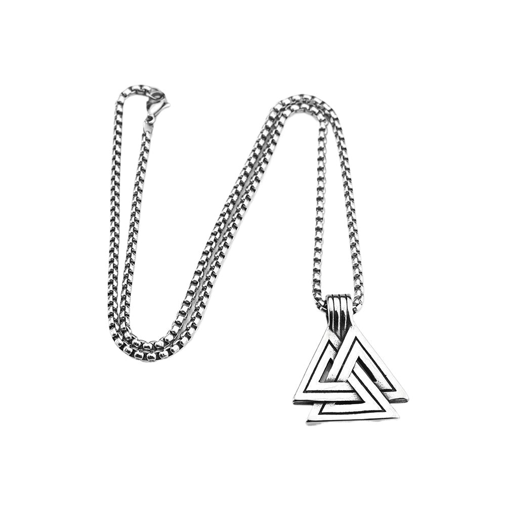 Planderful Viking Pendant Necklace For Men Triangular Celtic Glossy Polished Personalized Retro Style