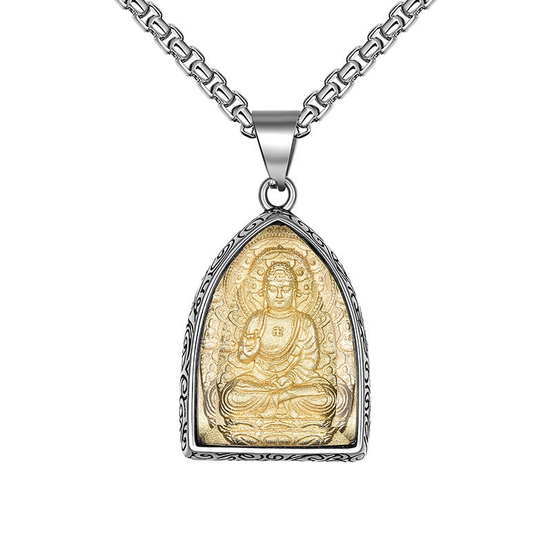 Steel Necklace – Elegant Buddha Pendant Necklace For Men Everyday Wear Gift Durable Tarnish-Resistant