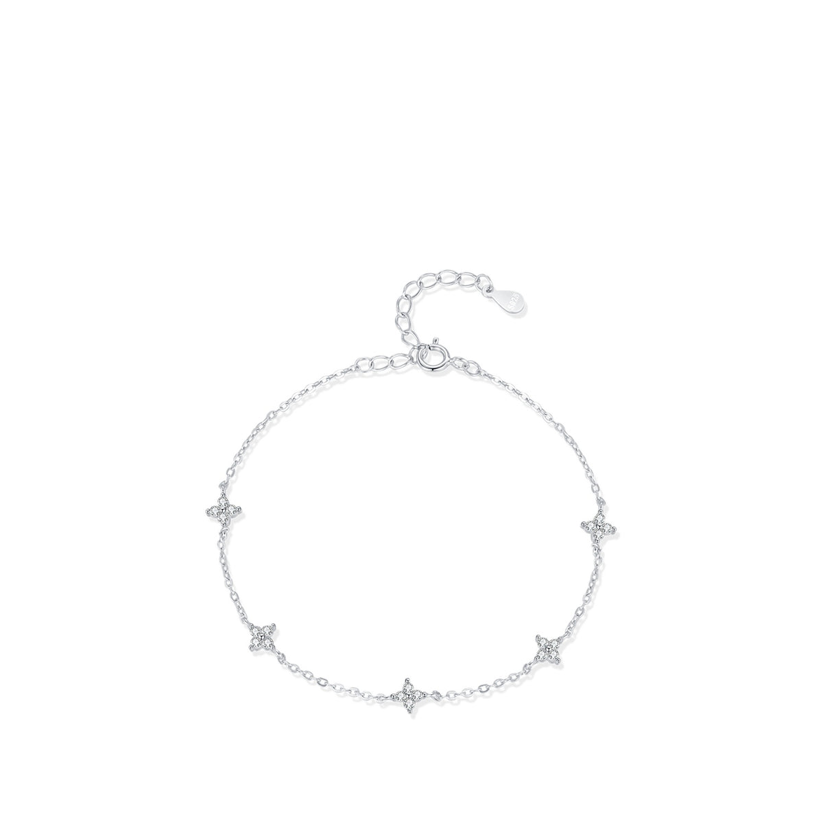 925 Sterling Silver Star Clover Zircon Bracelet