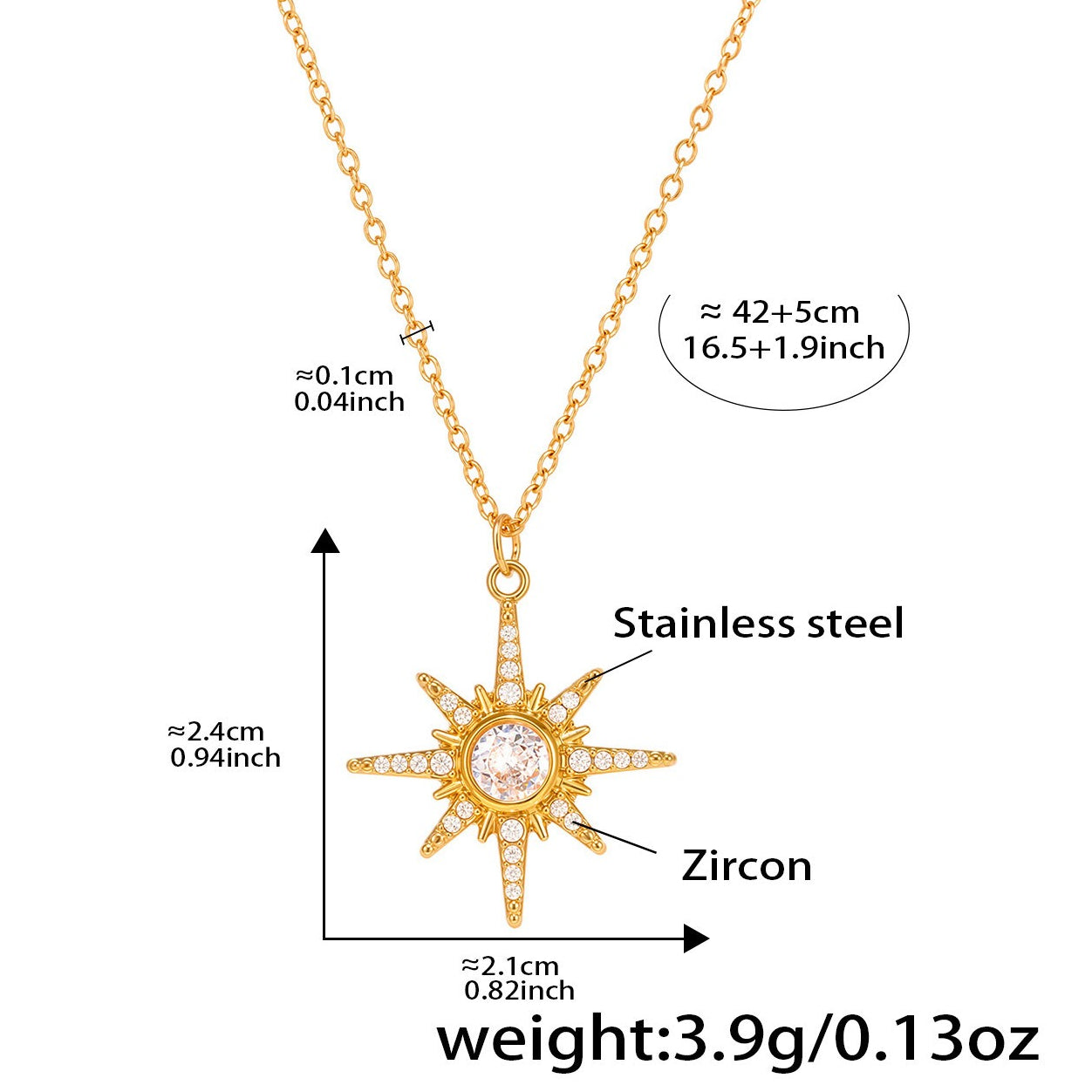 Planderful 18K Gold Dual Layer Octagram Zircon Necklace