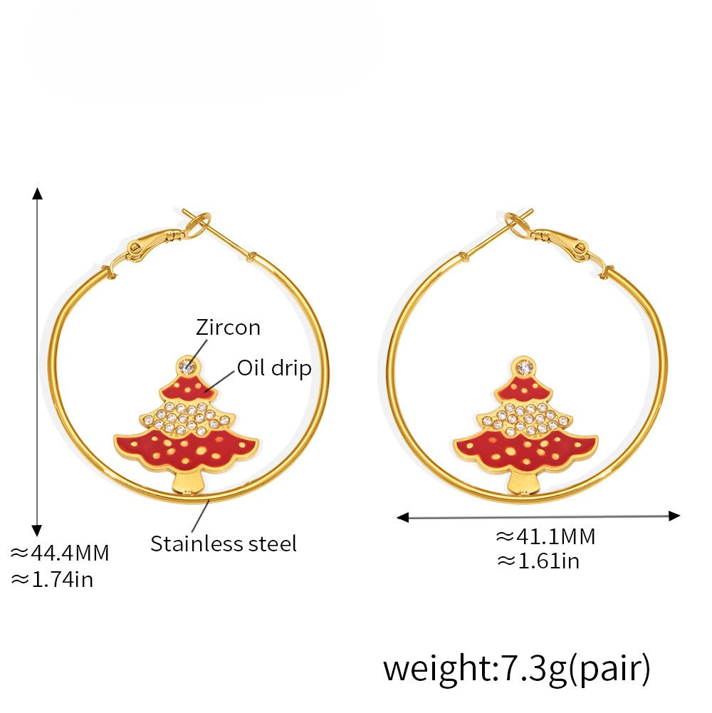 Planderful Christmas Tree Zircon Earrings For Women