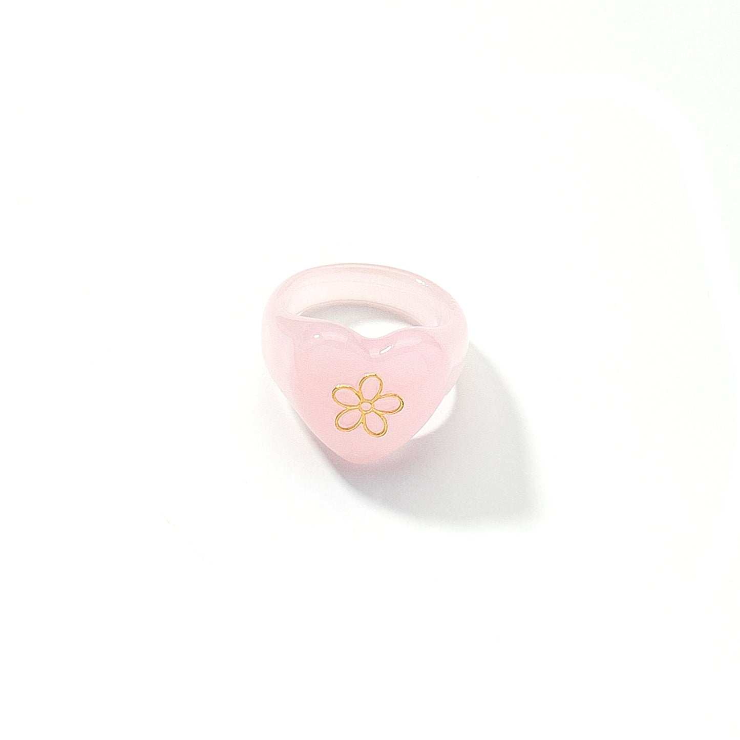 Chic European & American Jewelry: Pink Resin Flower & Instagram Rings