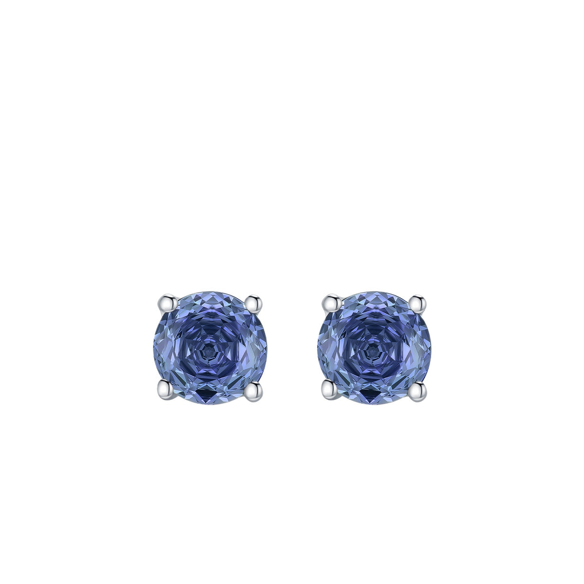 925 Sterling Silver Tanzanite-Color Rose-Cut Stud Earrings