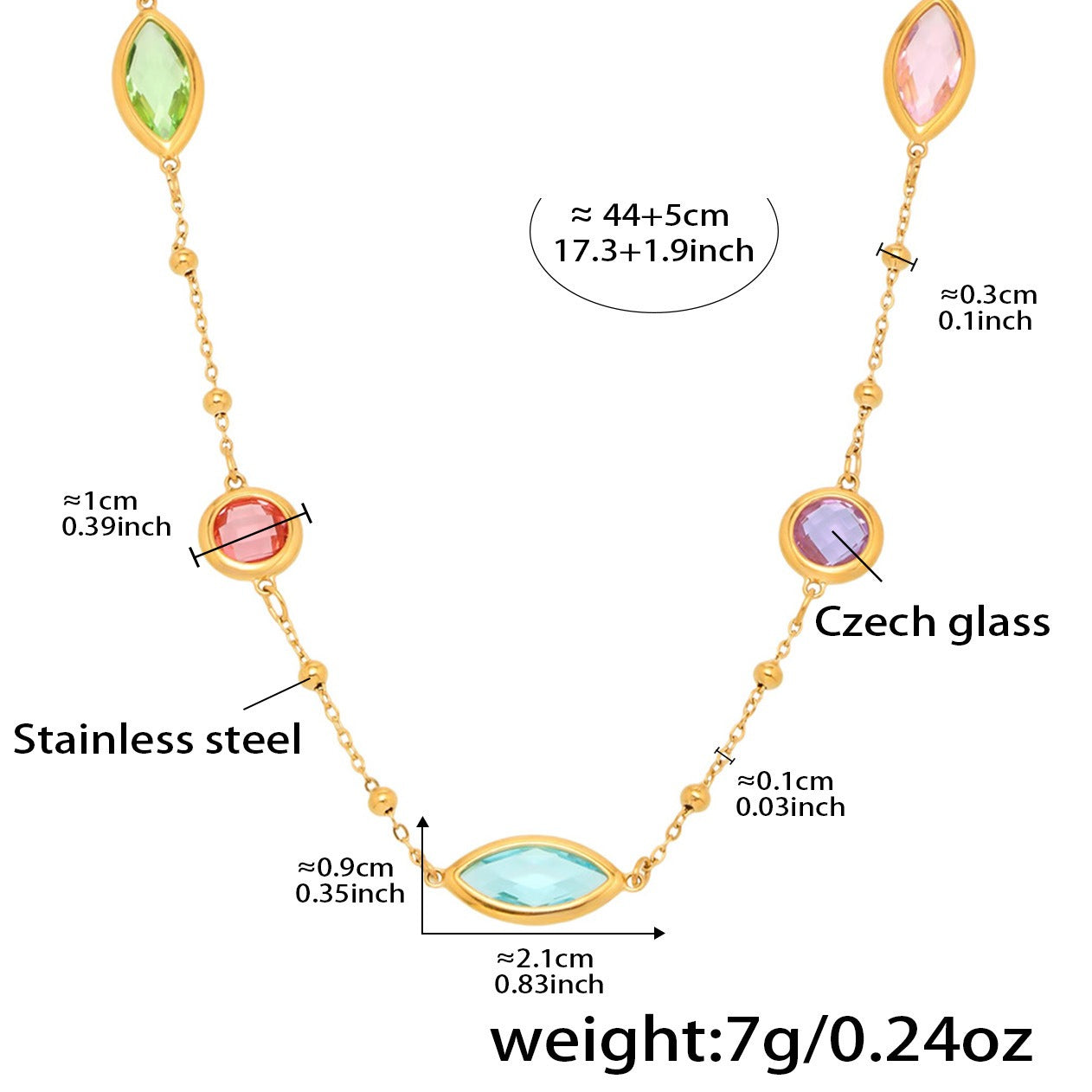 Planderful Glass Ball Necklace Women Stainless Steel Lux