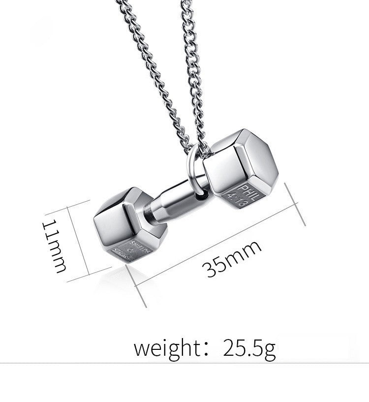 Planderful Fitness Dumbbell Necklace for Athletes and Genderless Wearers Titanium Steel Strength Pendant Does Not Fade