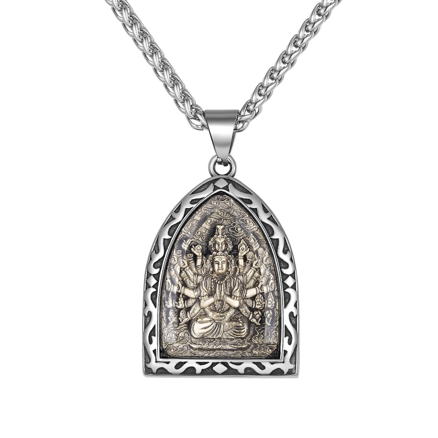 Steel Necklace – Elegant Zodiac Buddha Pendant