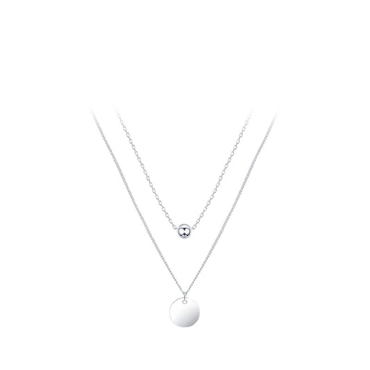 Elegant 925 Sterling Silver Double Layer Necklace for Women with Minimalist Design