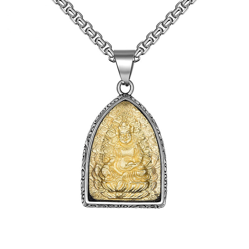 Titanium Steel Necklace – Vintage Thai Amulet Style For Everyday Winter Wear Gift For Boyfriend