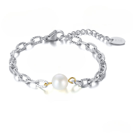 Jewelry Stainless Steel Freshwater Pearl Batch Flower Chain