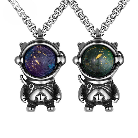 Steel Necklace - Elegant Space Astronaut Pendant