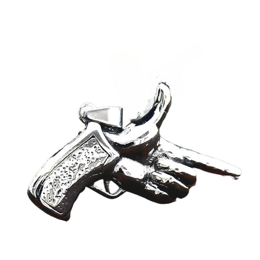 Retro Stainless Steel Personalized Finger Gun Pendant for Men - Titanium Steel Wholesale Jewelry