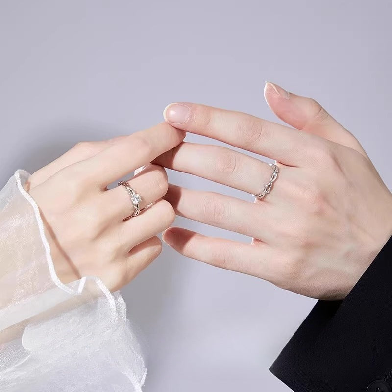 Planderful Sterling Silver Weave Couple Ring Girlfriend