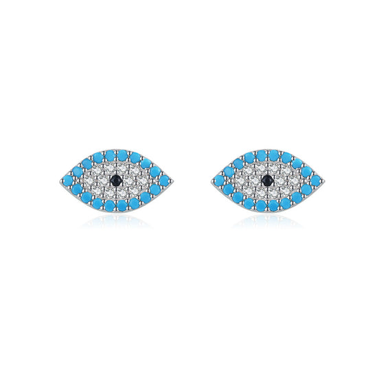 Small Devil's Eye Sterling Silver Turquoise Stud Earrings