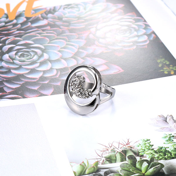 Personalized Titanium Steel Women's Ring with Zircon Accents - Korean Fashion Jewelry