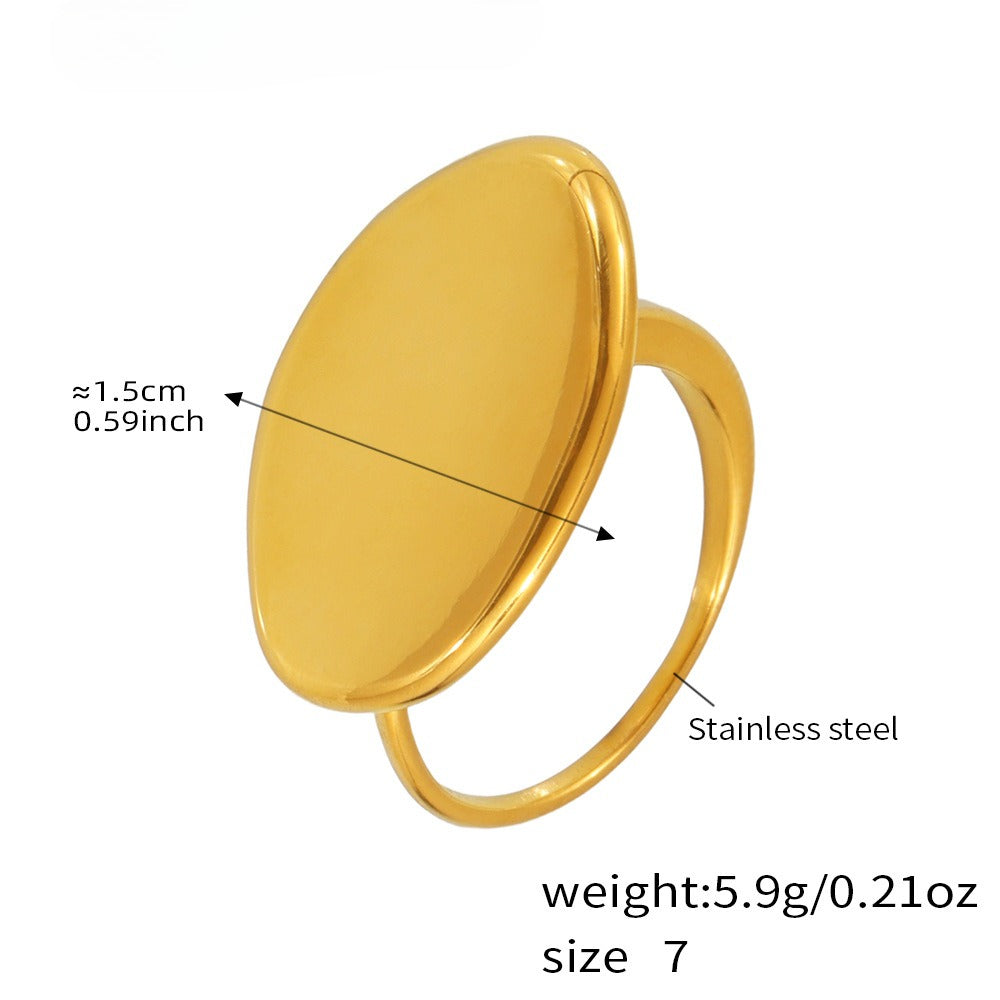 Planderful Adjustable Gold Textured Oval Ring For Men