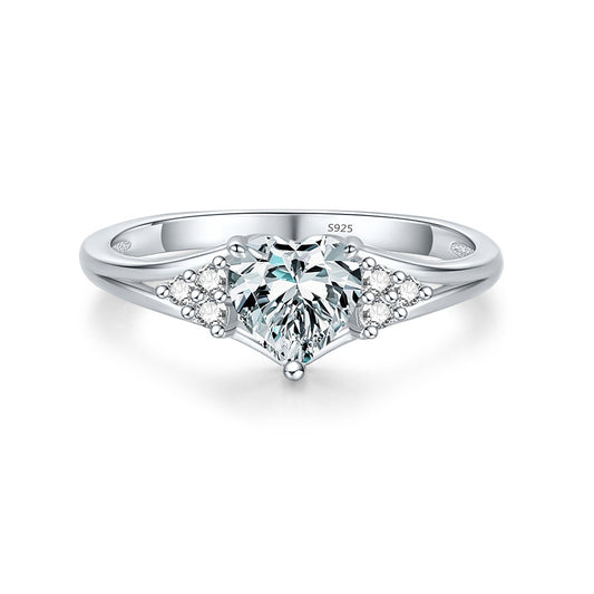 Crown Heart Zircon Sterling Silver Wedding Ring