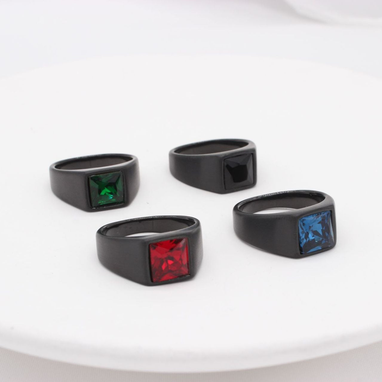 Planderful Titanium Steel Ring With Black Zircon For Men And Women Unisex Everyday Genie Protection