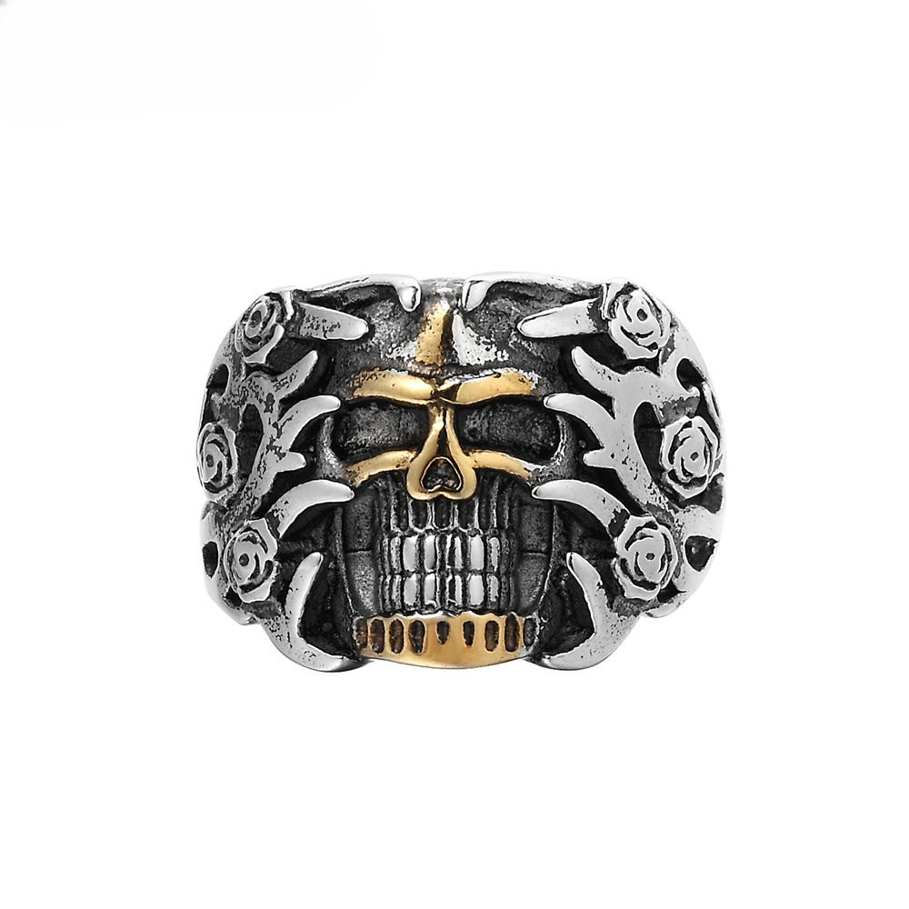 Rose Skull Titanium Steel Ring