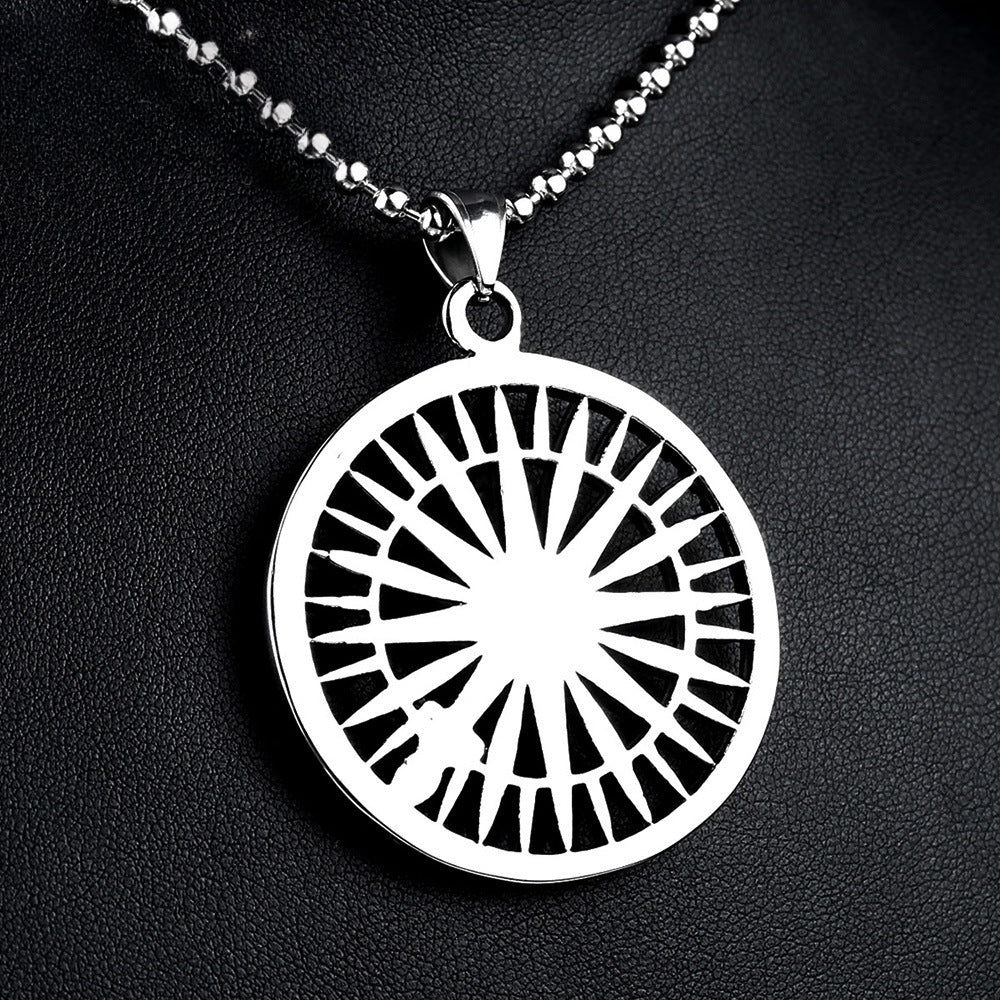 Titanium Steel Retro Pendant Necklace for Men and Women - European and American Compass Design
