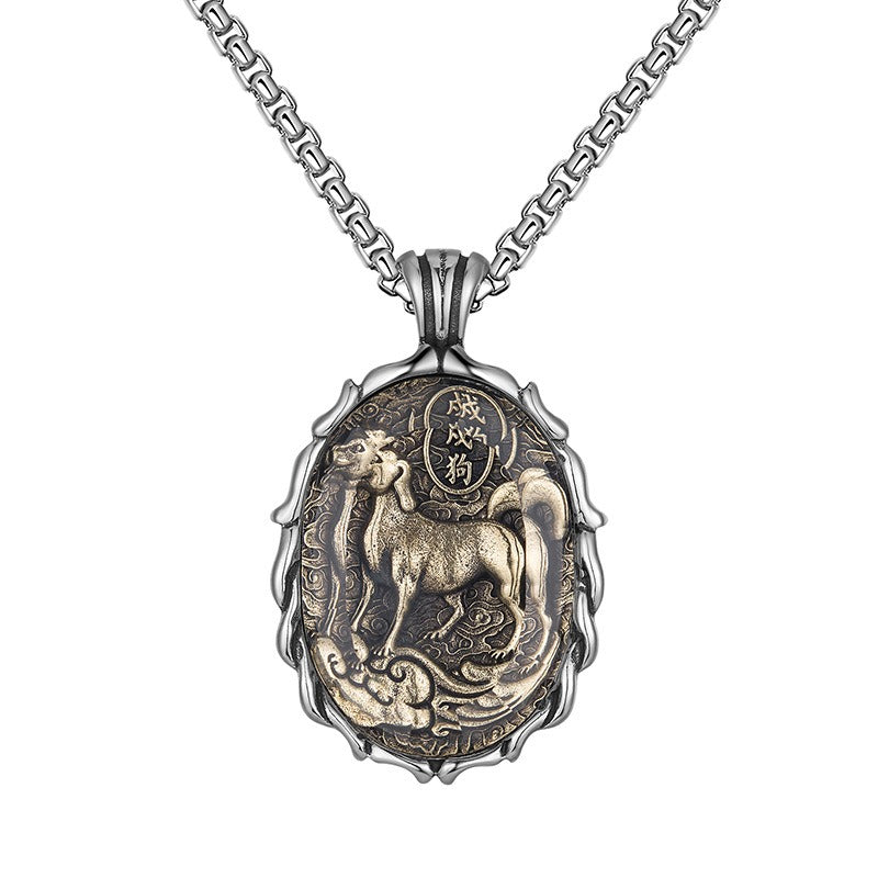 Steel Necklace – Vintage Zodiac Buddha Constellation Pendant With Transfer Design