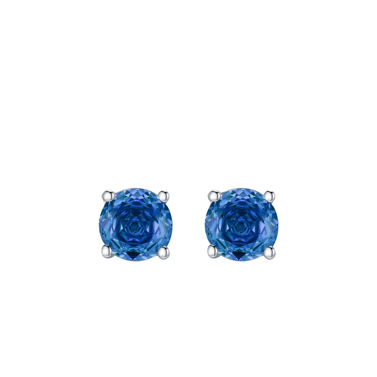 925 Sterling Silver Royal Blue Rose-Cut Zircon Stud Earrings