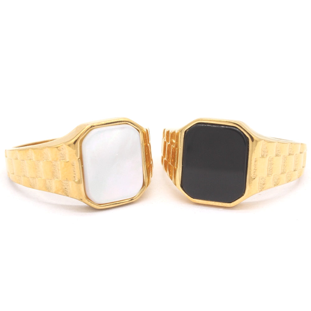 Titanium Steel Ring Unisex Minimalist Square Shell Design For Men And Women Planderful Everyday Genie