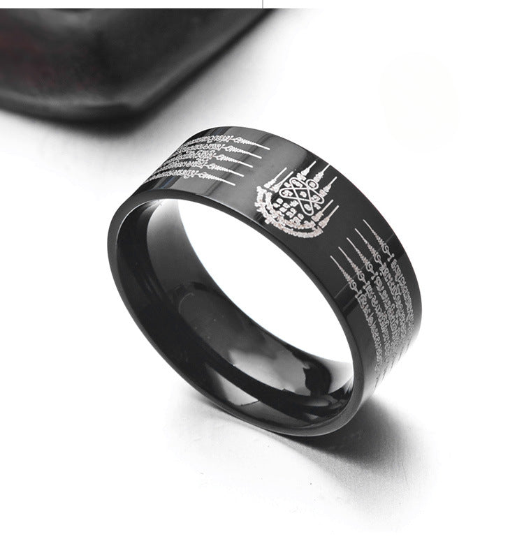 Thailand Five Rune Rings All-Plated Black Men's Rings