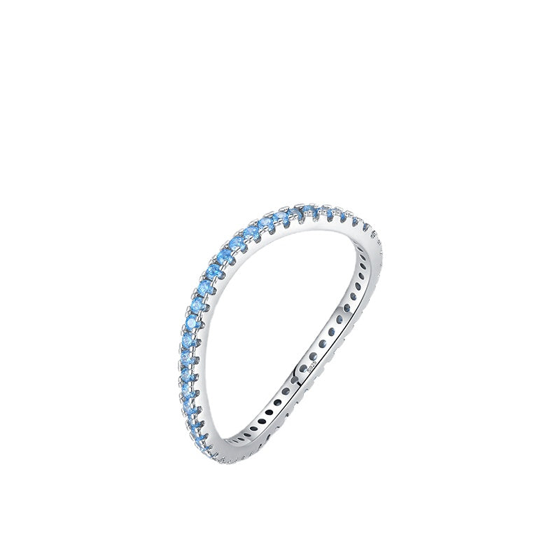 Sterling Silver Wave Ring with Colored Zircon Stones