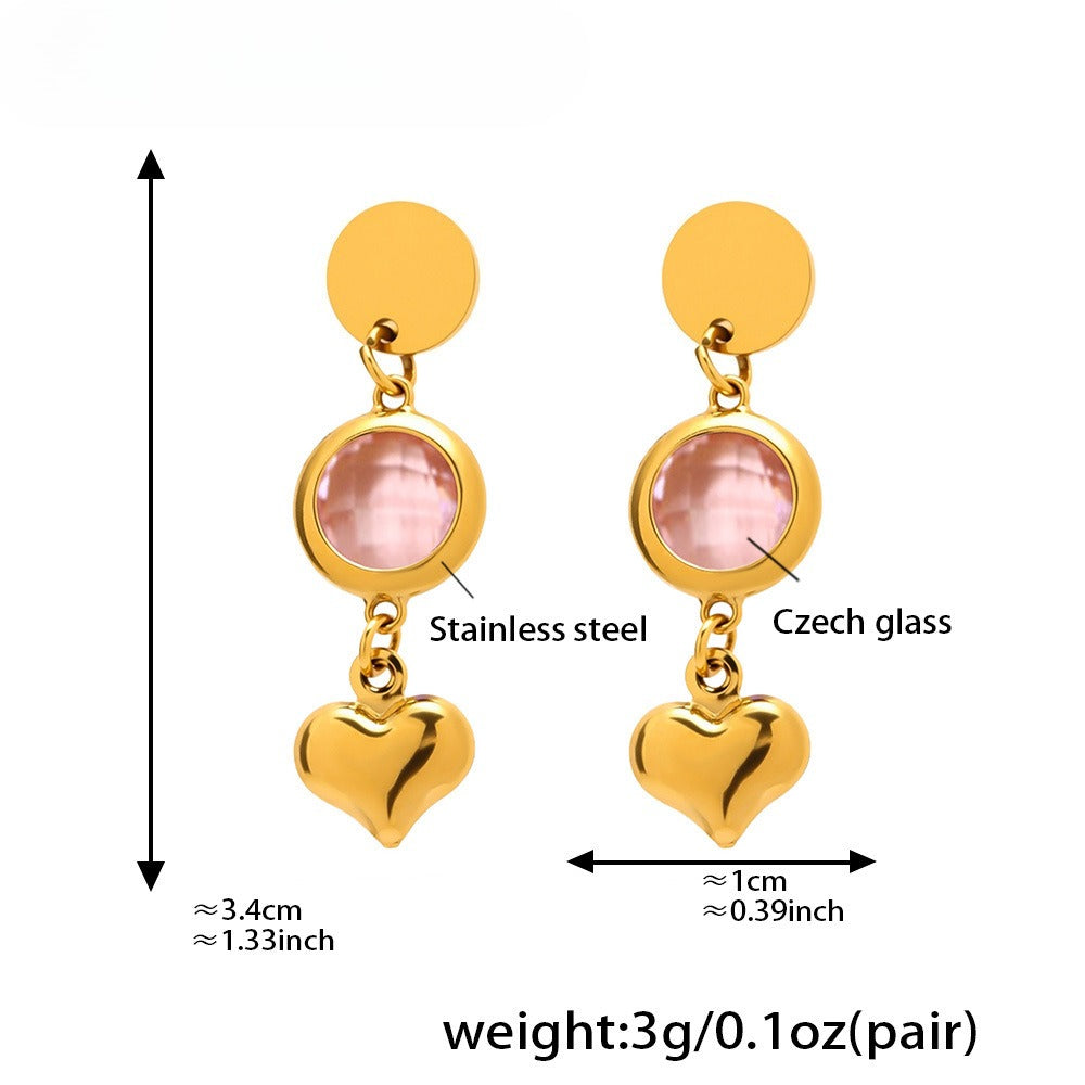 Planderful Czech Glass Love Fringe Earrings 18K Gold Women