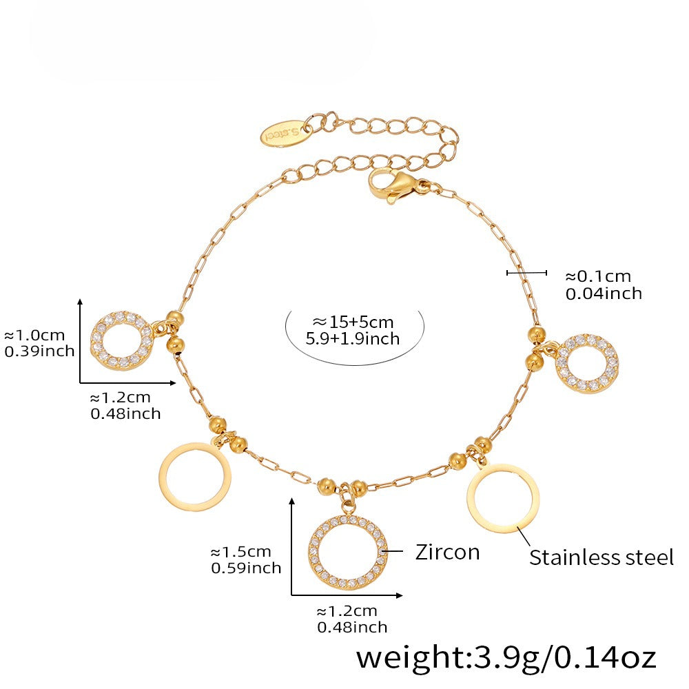 Planderful Zircon Circle Bracelet Women Stainless Steel