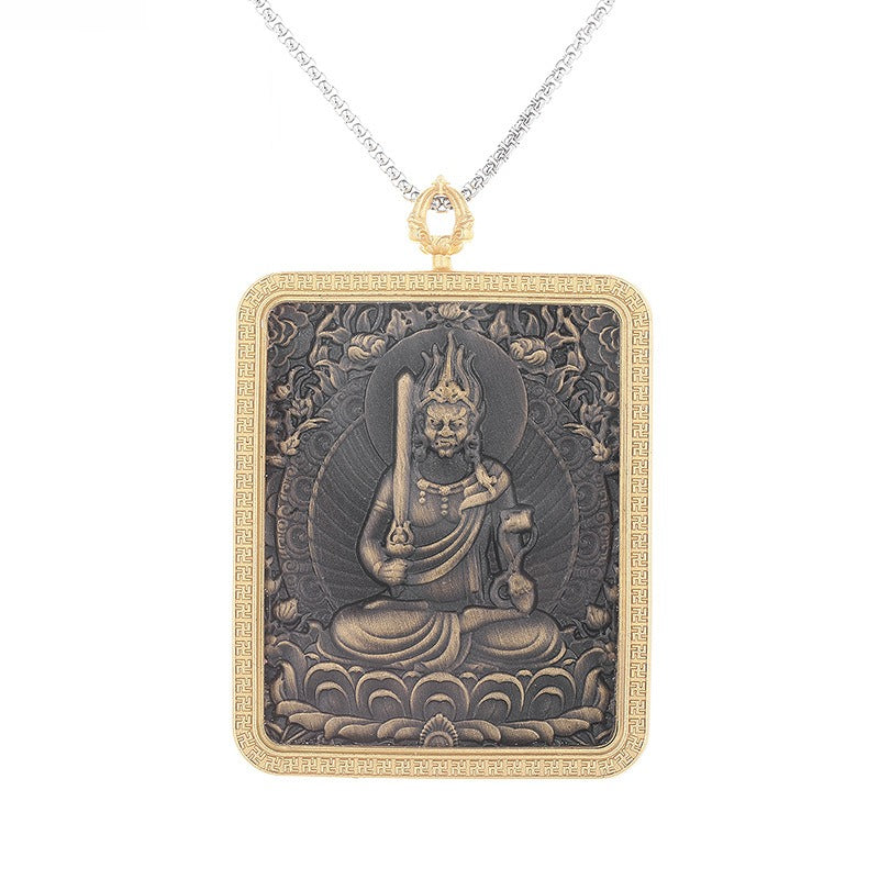 Steel Necklace – Statement Tibetan Thangka Buddha Pendants