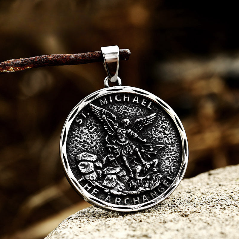 Titanium Steel Angel Wings Michael Pendant for Men - European and American Inspired Jewelry