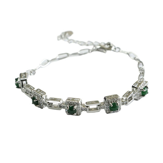 Green Jadeite Square-Frame Bracelet